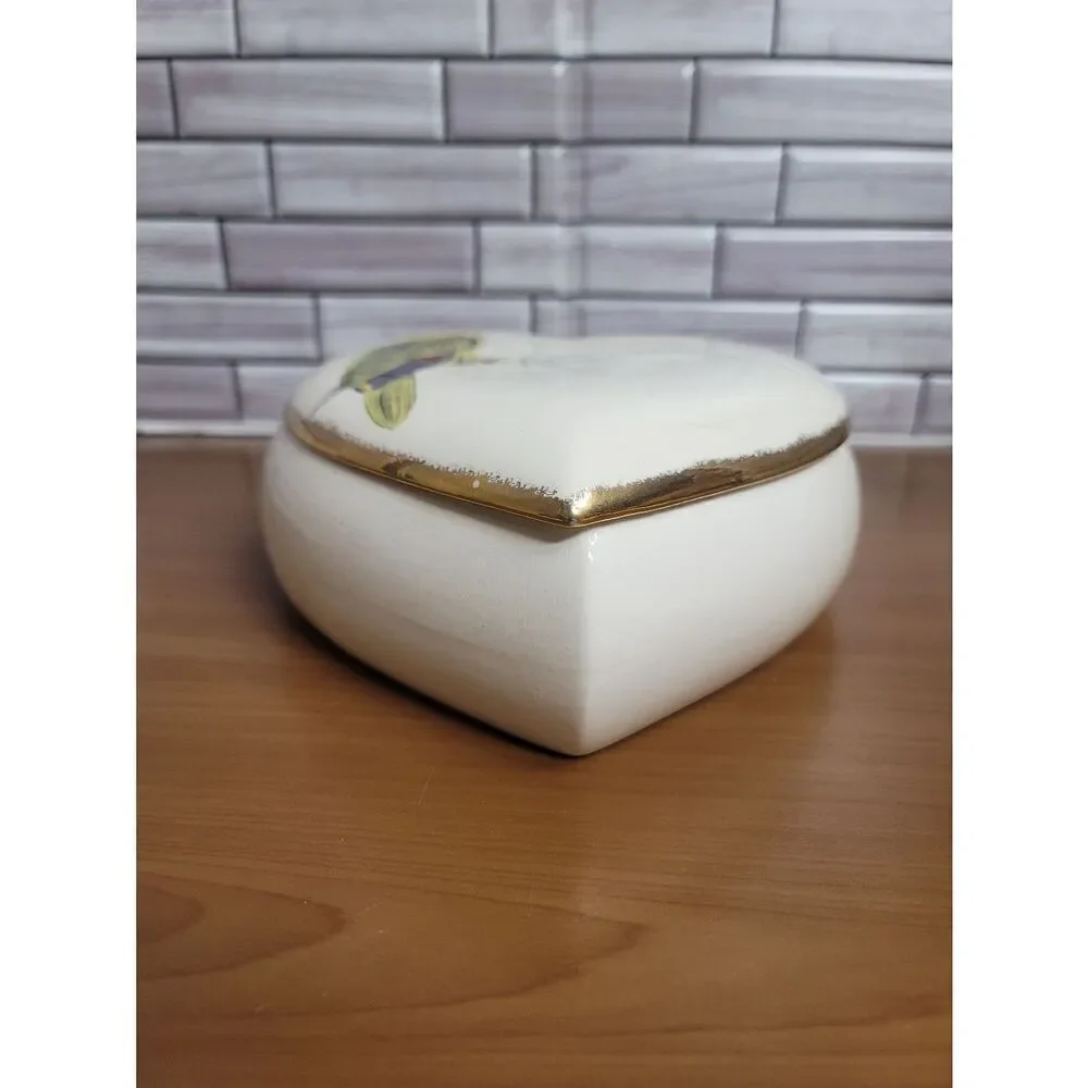 Large Heart Shaped Porcelain Trinket Box